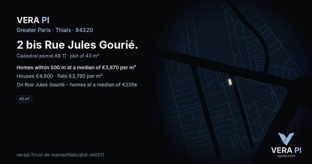 2 bis Rue Jules Gourié, Thiais at night – the plot lit, the parcels around coloured by the prices near them