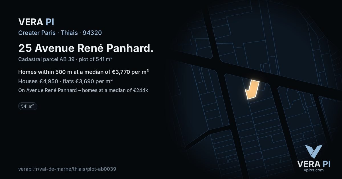 25 Avenue René Panhard, Thiais at night – the plot lit, the parcels around coloured by the prices near them