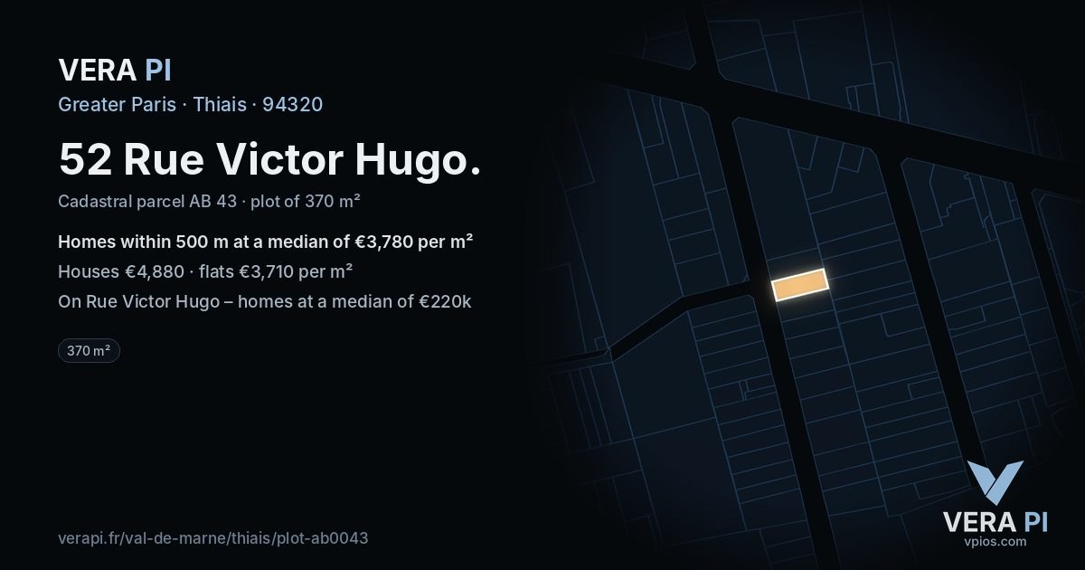 52 Rue Victor Hugo, Thiais at night – the plot lit, the parcels around coloured by the prices near them