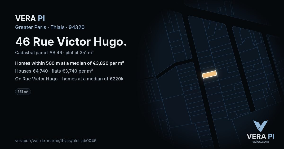 46 Rue Victor Hugo, Thiais at night – the plot lit, the parcels around coloured by the prices near them