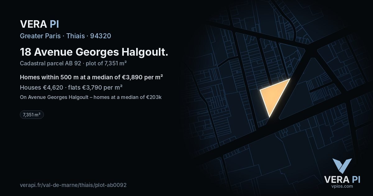 18 Avenue Georges Halgoult, Thiais at night – the plot lit, the parcels around coloured by the prices near them