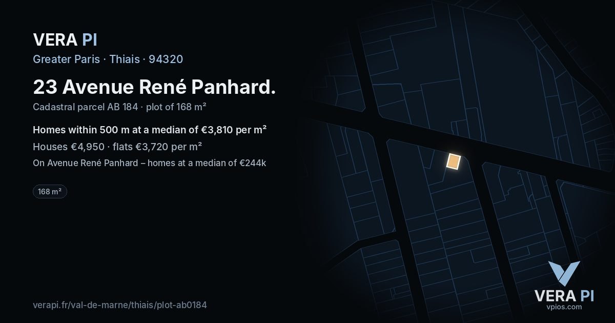 23 Avenue René Panhard, Thiais at night – the plot lit, the parcels around coloured by the prices near them