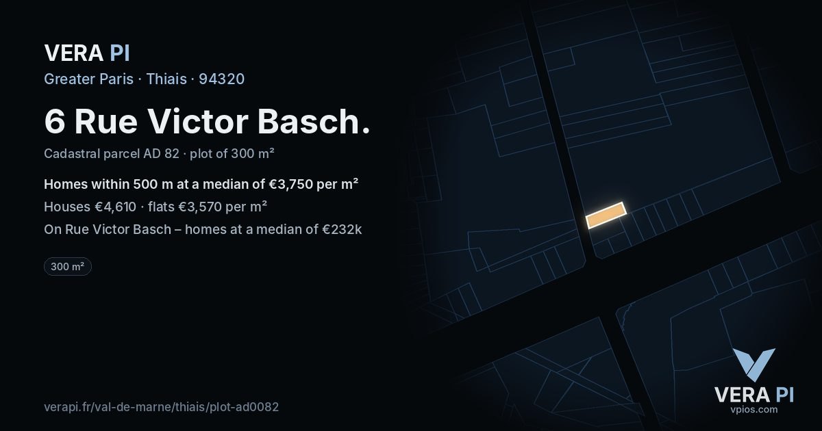 6 Rue Victor Basch, Thiais at night – the plot lit, the parcels around coloured by the prices near them
