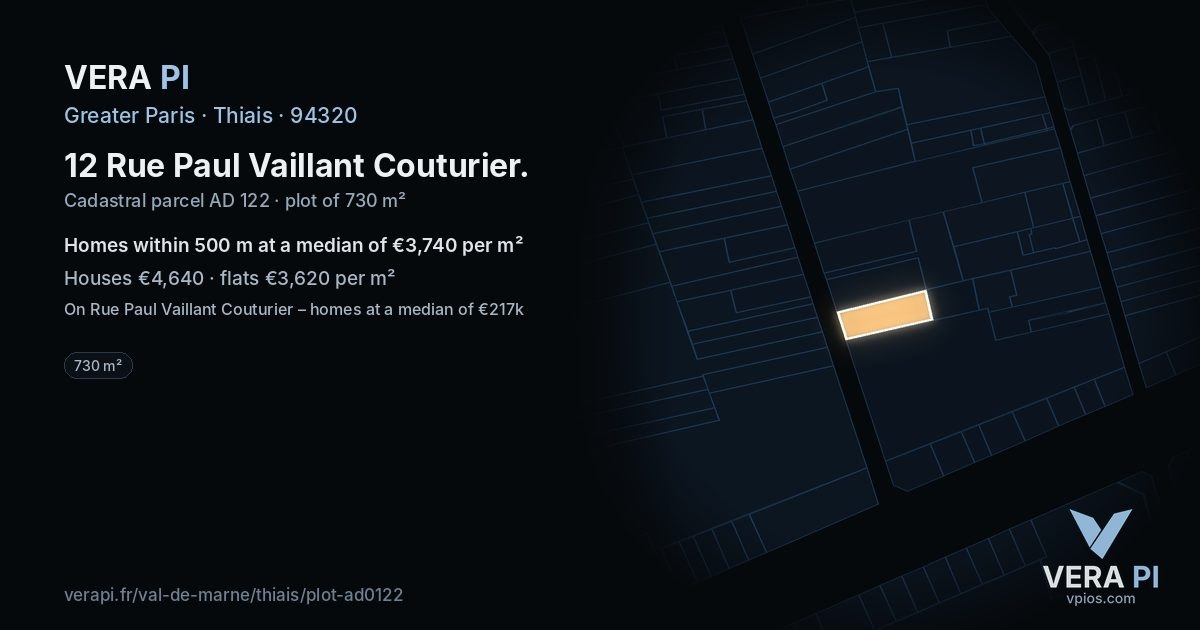12 Rue Paul Vaillant Couturier, Thiais at night – the plot lit, the parcels around coloured by the prices near them