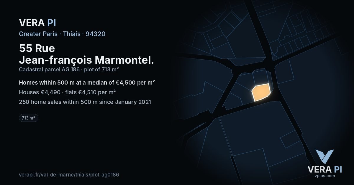 55 Rue Jean-françois Marmontel, Thiais at night – the plot lit, the parcels around coloured by the prices near them