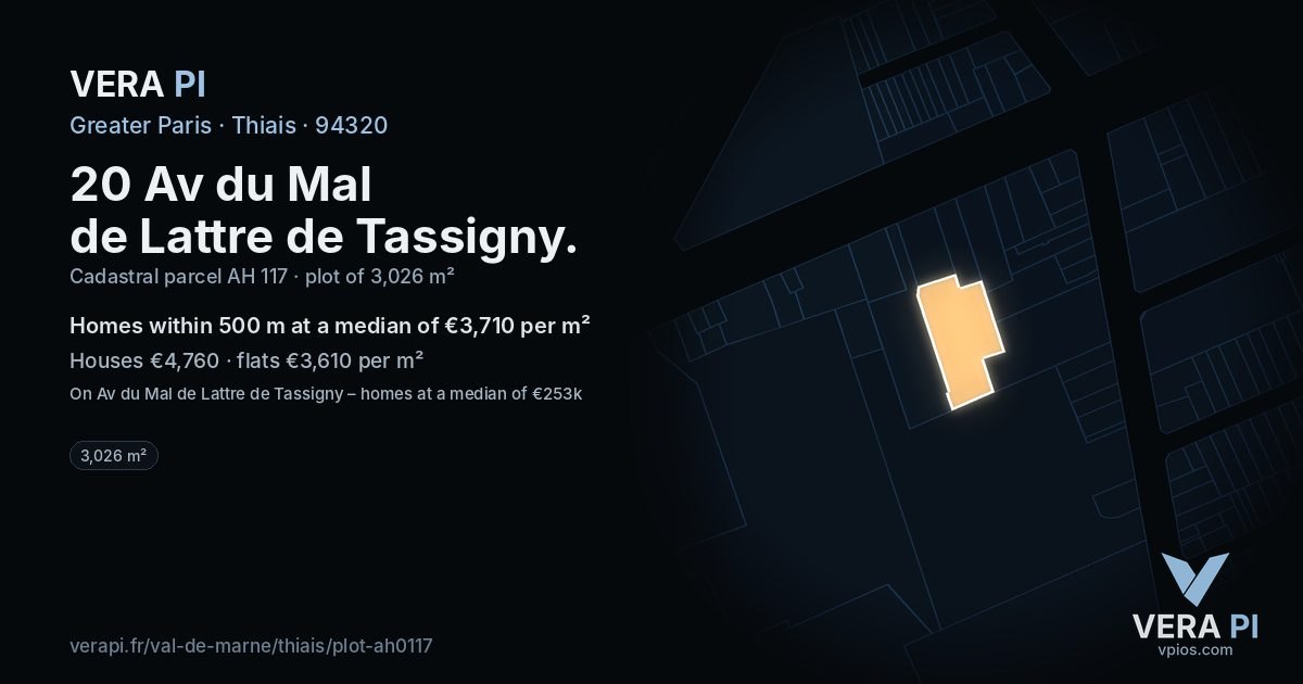 20 Av du Mal de Lattre de Tassigny, Thiais at night – the plot lit, the parcels around coloured by the prices near them