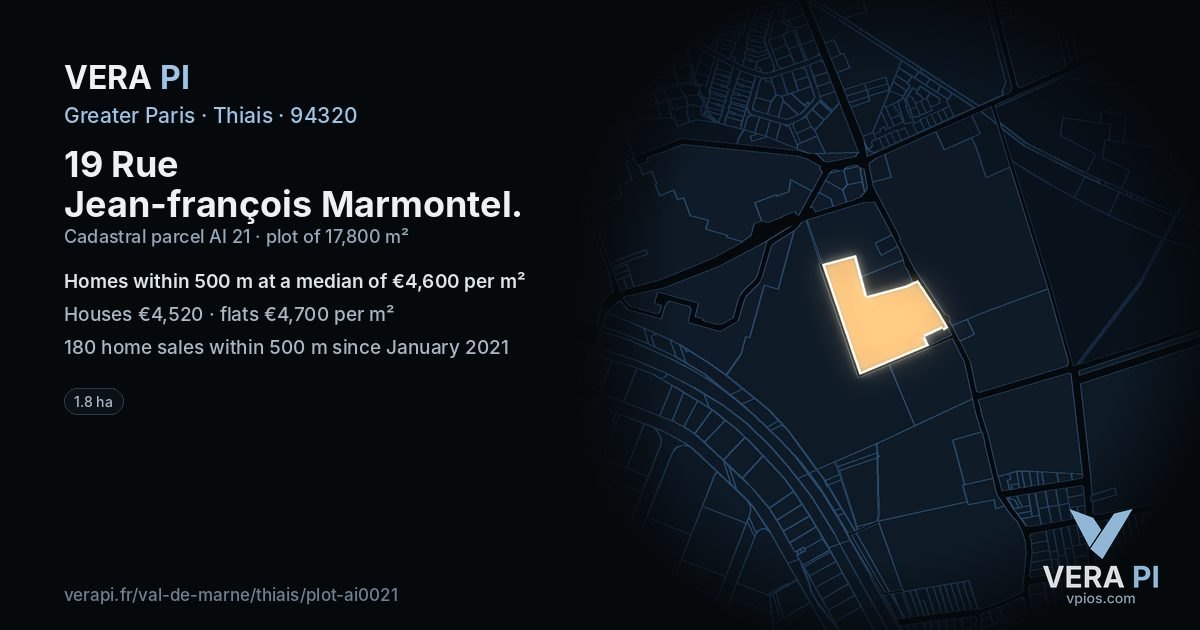 19 Rue Jean-françois Marmontel, Thiais at night – the plot lit, the parcels around coloured by the prices near them