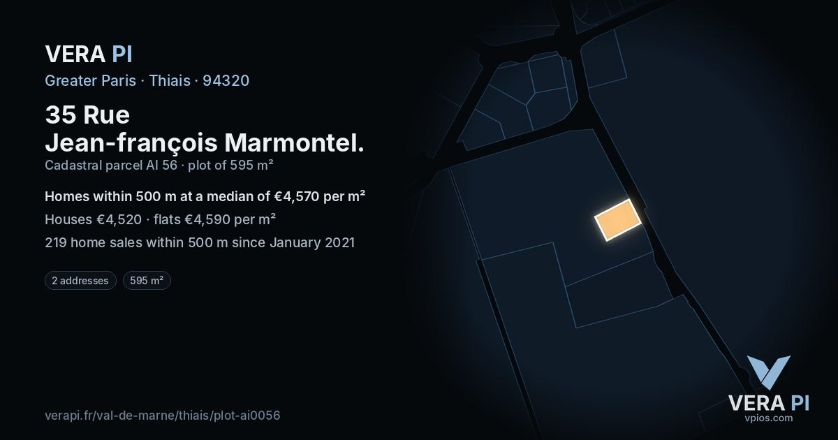 35 Rue Jean-françois Marmontel, Thiais at night – the plot lit, the parcels around coloured by the prices near them