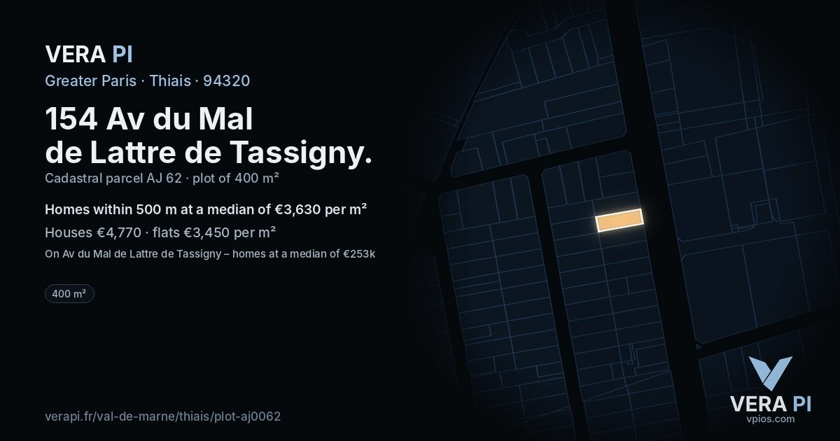 154 Av du Mal de Lattre de Tassigny, Thiais at night – the plot lit, the parcels around coloured by the prices near them