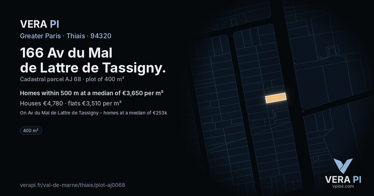 166 Av du Mal de Lattre de Tassigny, Thiais at night – the plot lit, the parcels around coloured by the prices near them