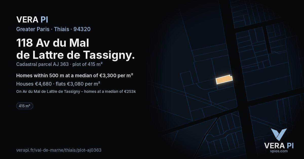 118 Av du Mal de Lattre de Tassigny, Thiais at night – the plot lit, the parcels around coloured by the prices near them