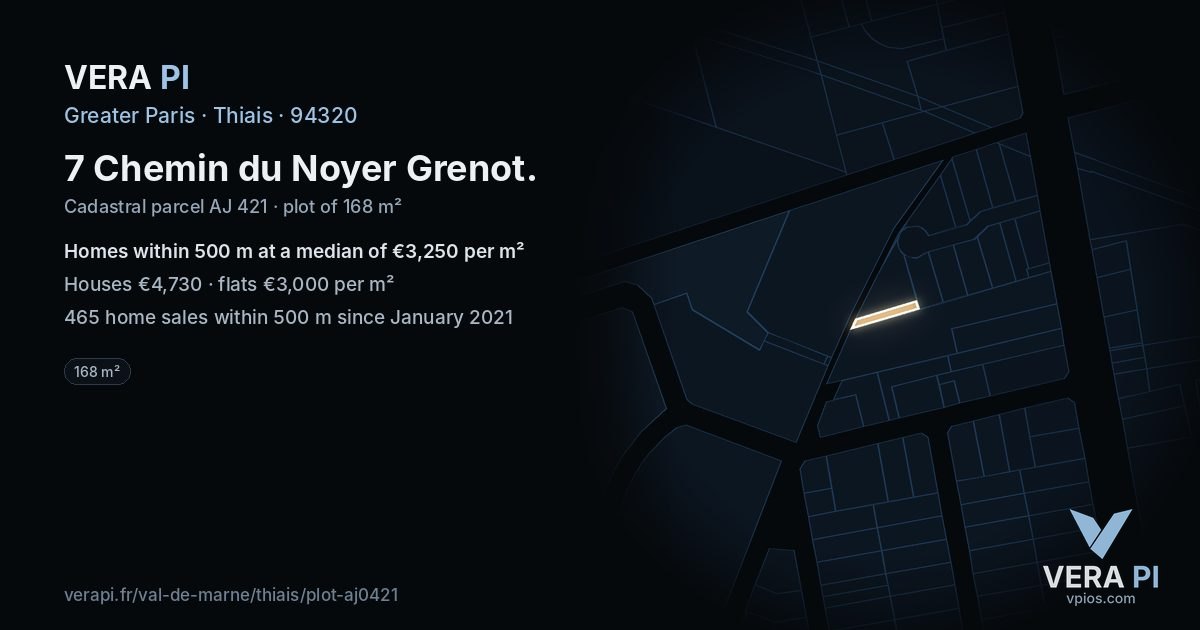 7 Chemin du Noyer Grenot, Thiais at night – the plot lit, the parcels around coloured by the prices near them