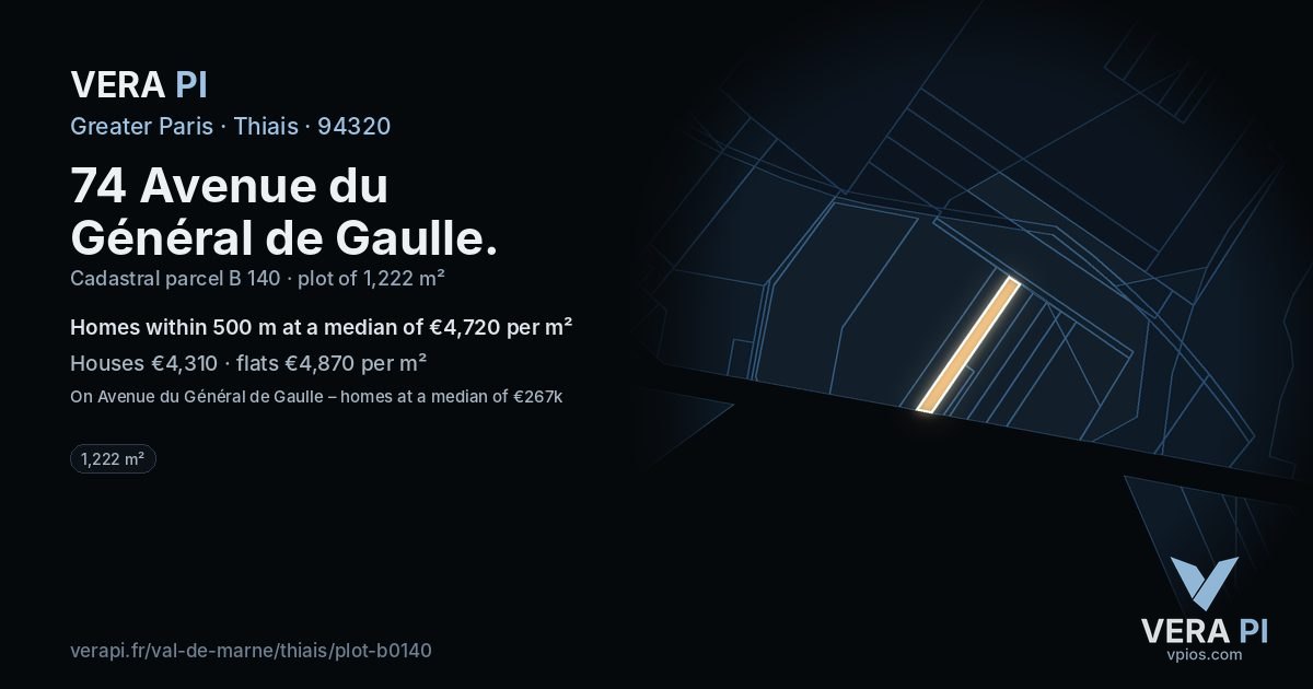 74 Avenue du Général de Gaulle, Thiais at night – the plot lit, the parcels around coloured by the prices near them