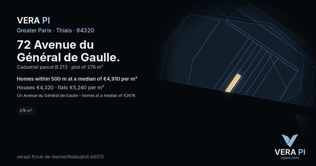 72 Avenue du Général de Gaulle, Thiais at night – the plot lit, the parcels around coloured by the prices near them