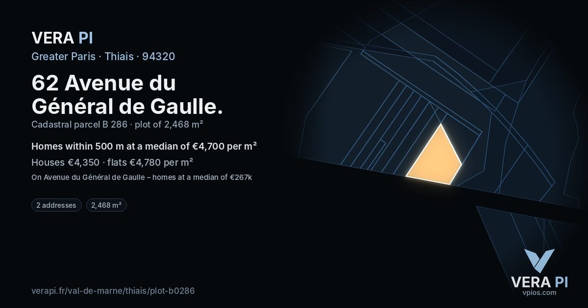 62 Avenue du Général de Gaulle, Thiais at night – the plot lit, the parcels around coloured by the prices near them