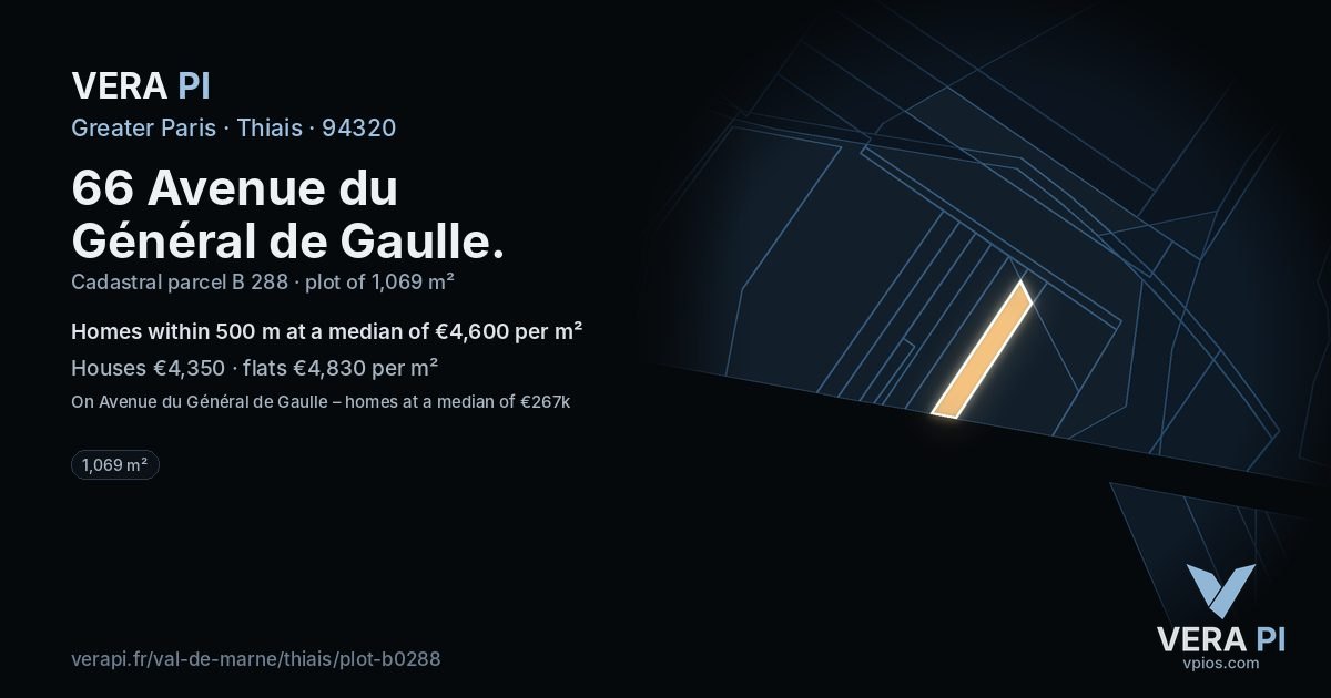 66 Avenue du Général de Gaulle, Thiais at night – the plot lit, the parcels around coloured by the prices near them