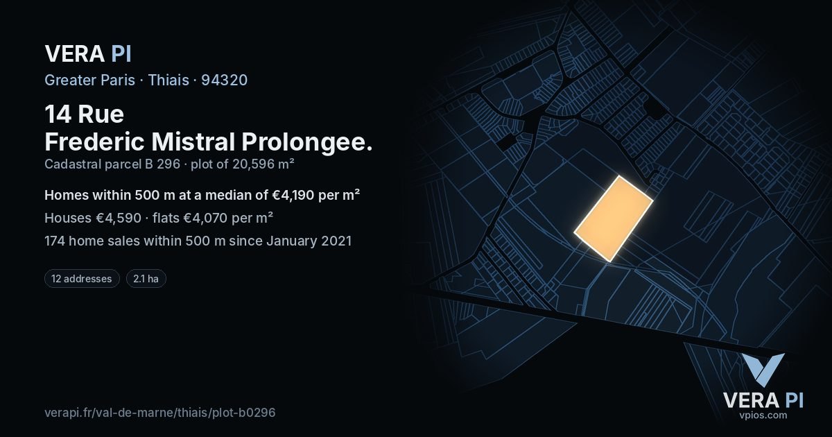 14 Rue Frederic Mistral Prolongee, Thiais at night – the plot lit, the parcels around coloured by the prices near them