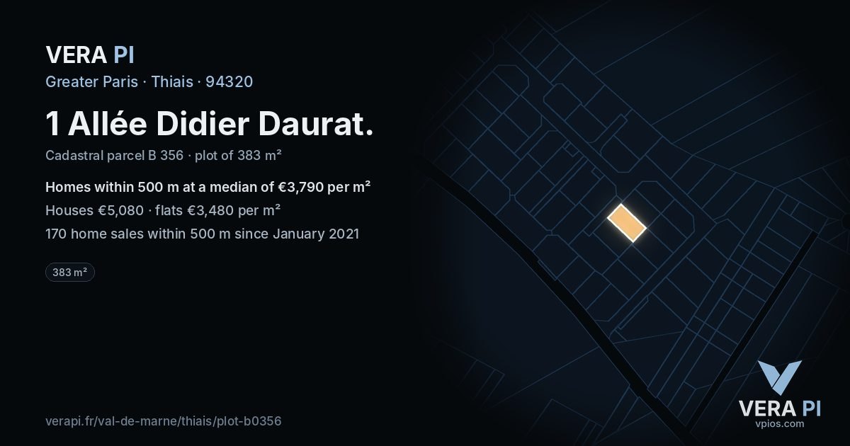 1 Allée Didier Daurat, Thiais at night – the plot lit, the parcels around coloured by the prices near them