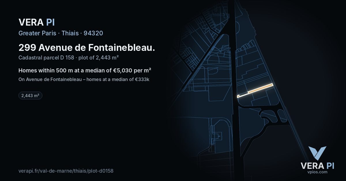 299 Avenue de Fontainebleau, Thiais at night – the plot lit, the parcels around coloured by the prices near them