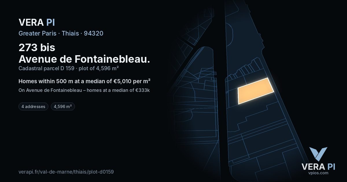 273 bis Avenue de Fontainebleau, Thiais at night – the plot lit, the parcels around coloured by the prices near them