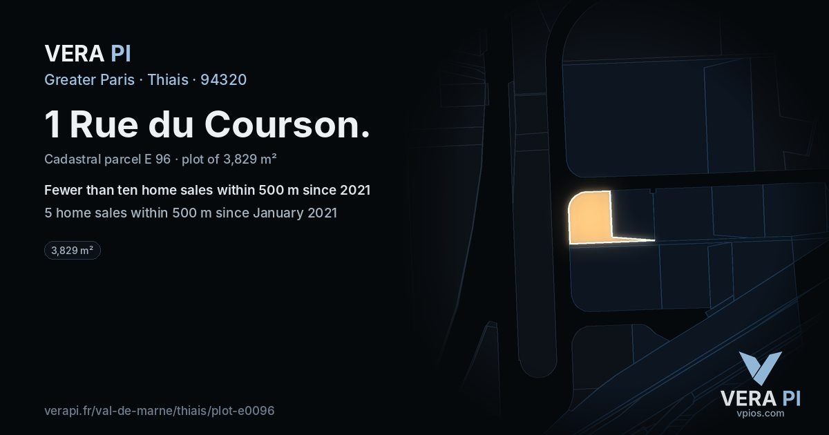 1 Rue du Courson, Thiais at night – the plot lit, the parcels around coloured by the prices near them