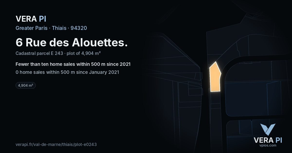 6 Rue des Alouettes, Thiais at night – the plot lit, the parcels around coloured by the prices near them