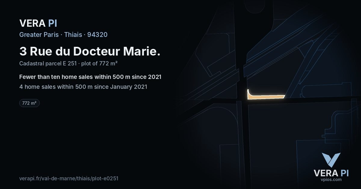 3 Rue du Docteur Marie, Thiais at night – the plot lit, the parcels around coloured by the prices near them