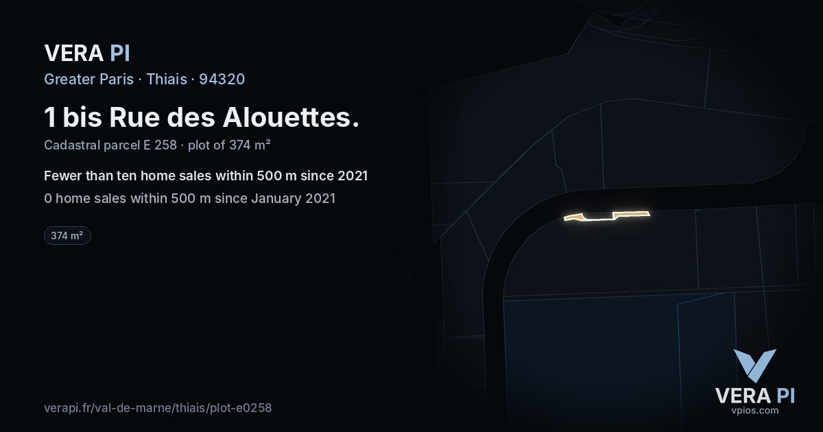 1 bis Rue des Alouettes, Thiais at night – the plot lit, the parcels around coloured by the prices near them