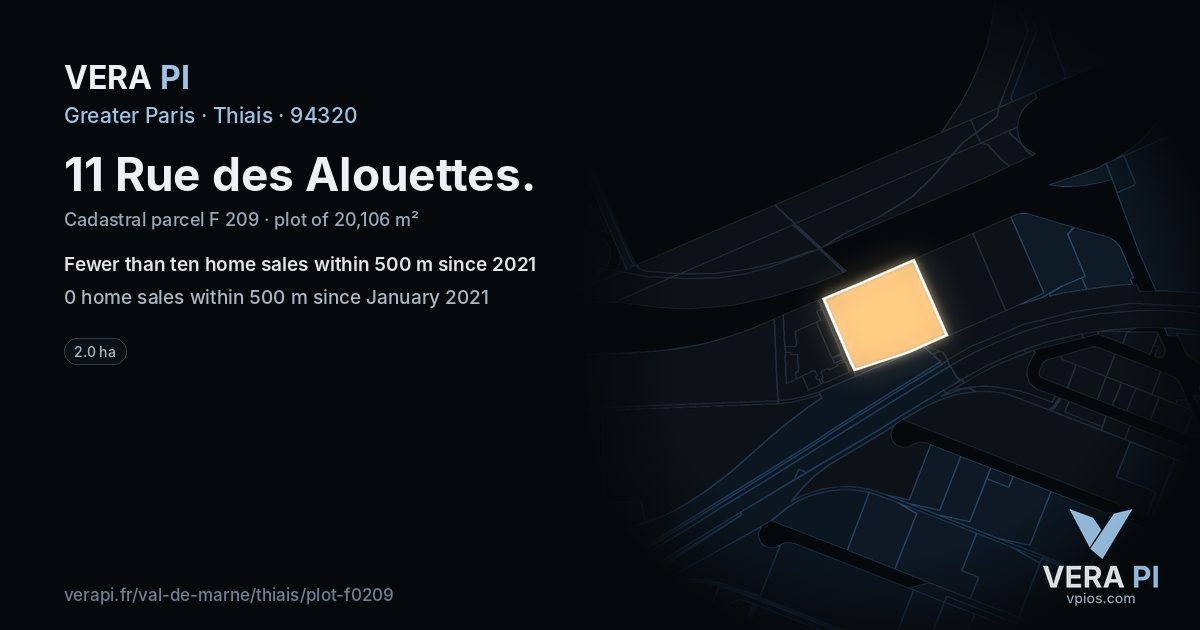 11 Rue des Alouettes, Thiais at night – the plot lit, the parcels around coloured by the prices near them