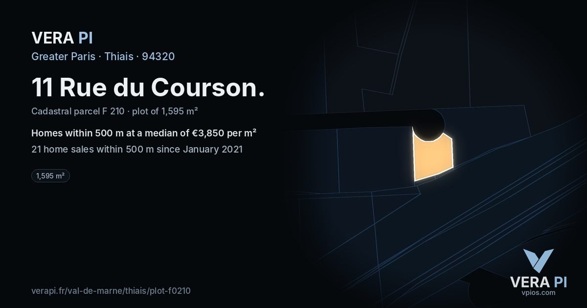 11 Rue du Courson, Thiais at night – the plot lit, the parcels around coloured by the prices near them
