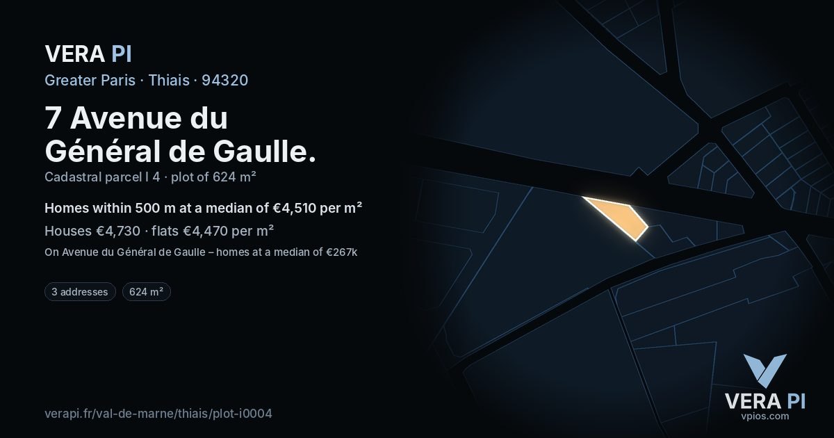 7 Avenue du Général de Gaulle, Thiais at night – the plot lit, the parcels around coloured by the prices near them