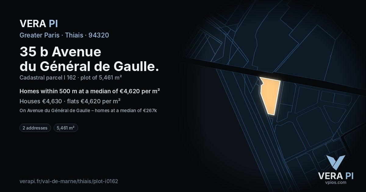 35 b Avenue du Général de Gaulle, Thiais at night – the plot lit, the parcels around coloured by the prices near them