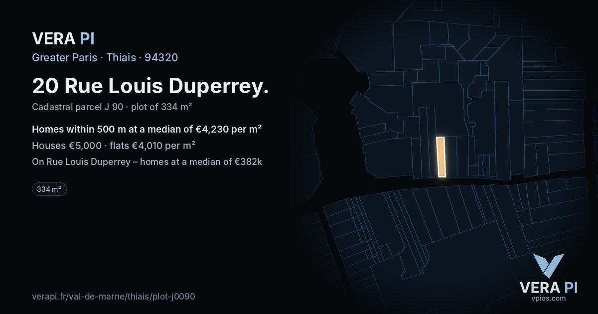 20 Rue Louis Duperrey, Thiais at night – the plot lit, the parcels around coloured by the prices near them