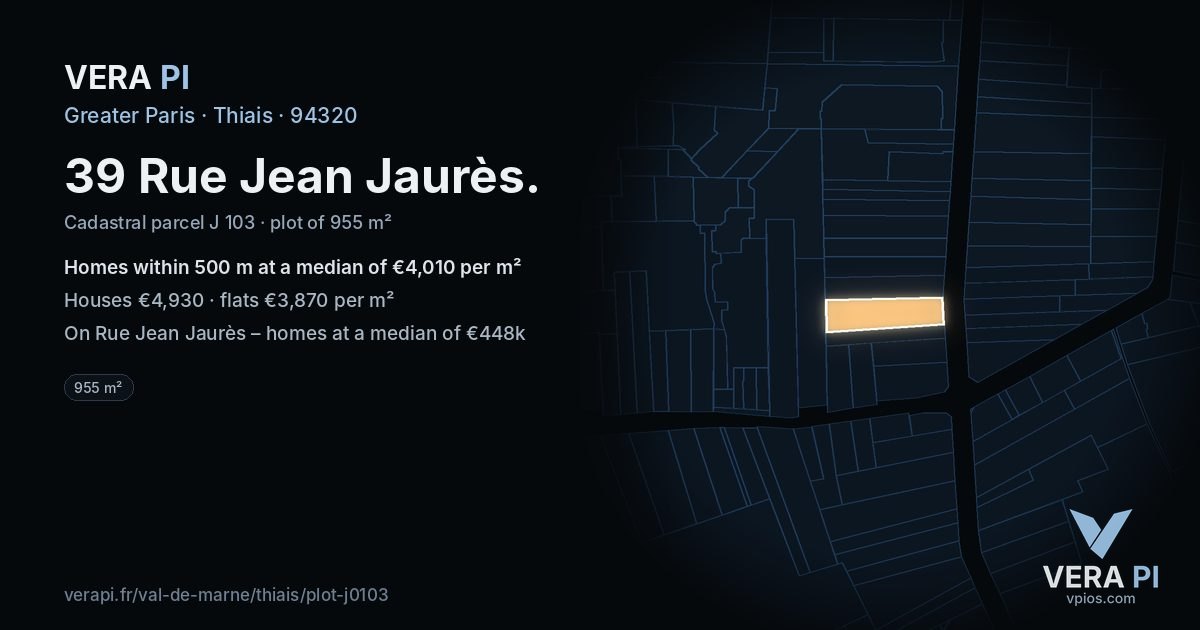 39 Rue Jean Jaurès, Thiais at night – the plot lit, the parcels around coloured by the prices near them