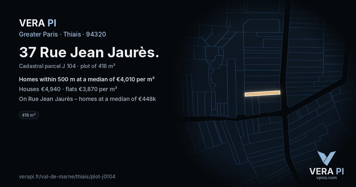 37 Rue Jean Jaurès, Thiais at night – the plot lit, the parcels around coloured by the prices near them