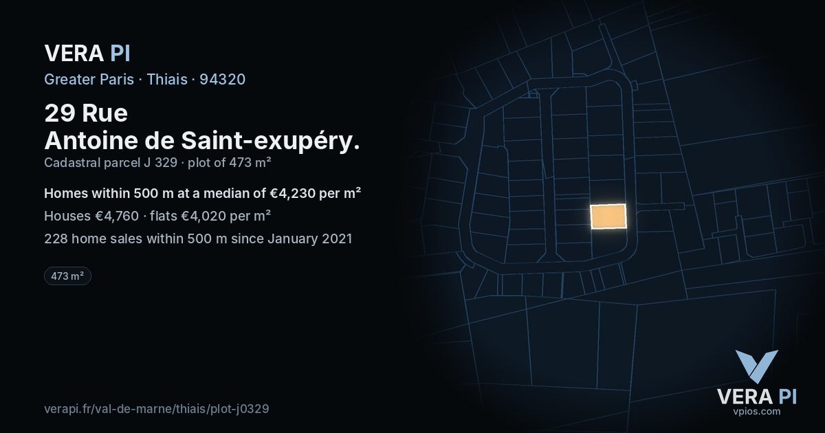 29 Rue Antoine de Saint-exupéry, Thiais at night – the plot lit, the parcels around coloured by the prices near them