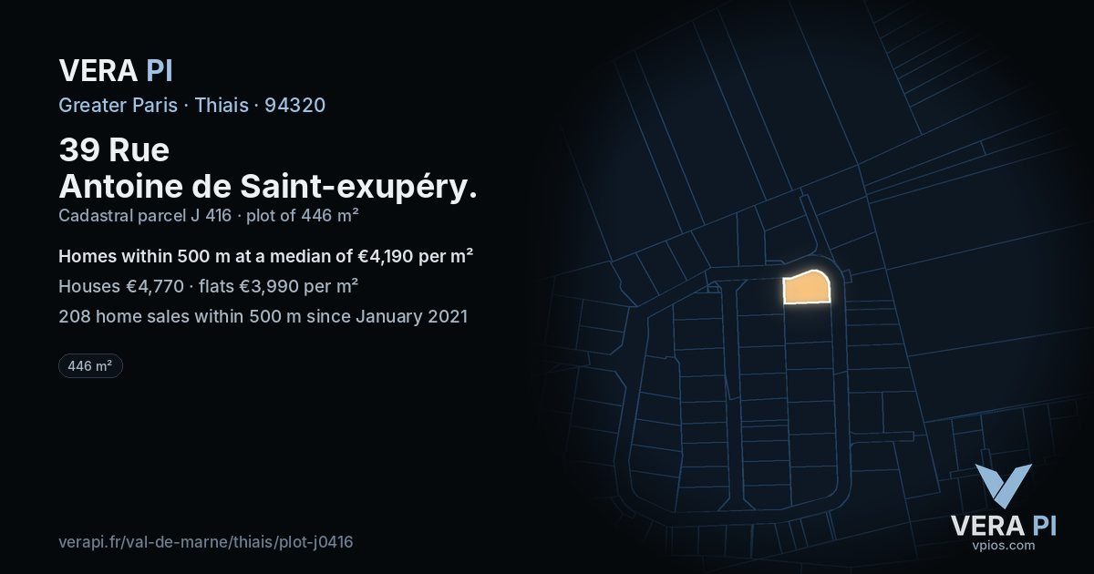 39 Rue Antoine de Saint-exupéry, Thiais at night – the plot lit, the parcels around coloured by the prices near them