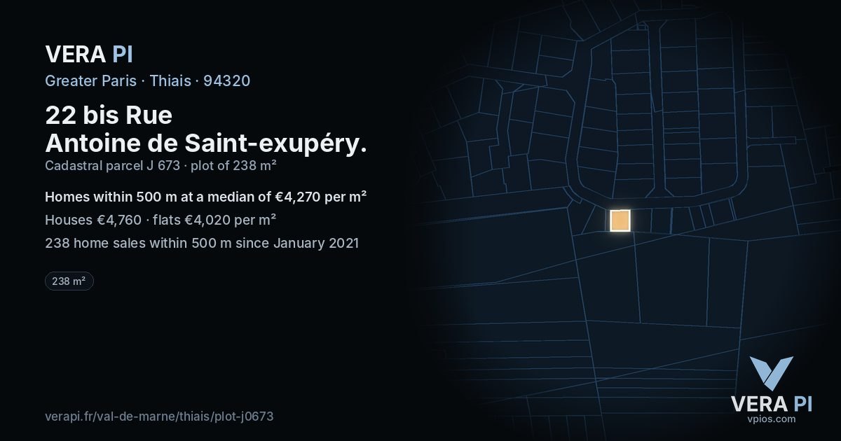 22 bis Rue Antoine de Saint-exupéry, Thiais at night – the plot lit, the parcels around coloured by the prices near them