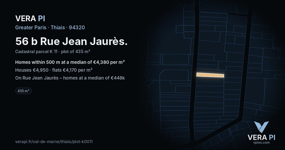 56 b Rue Jean Jaurès, Thiais at night – the plot lit, the parcels around coloured by the prices near them