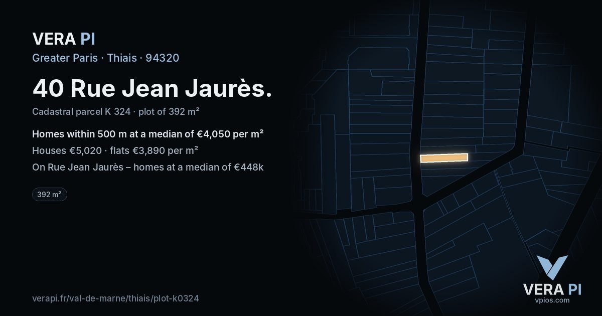 40 Rue Jean Jaurès, Thiais at night – the plot lit, the parcels around coloured by the prices near them