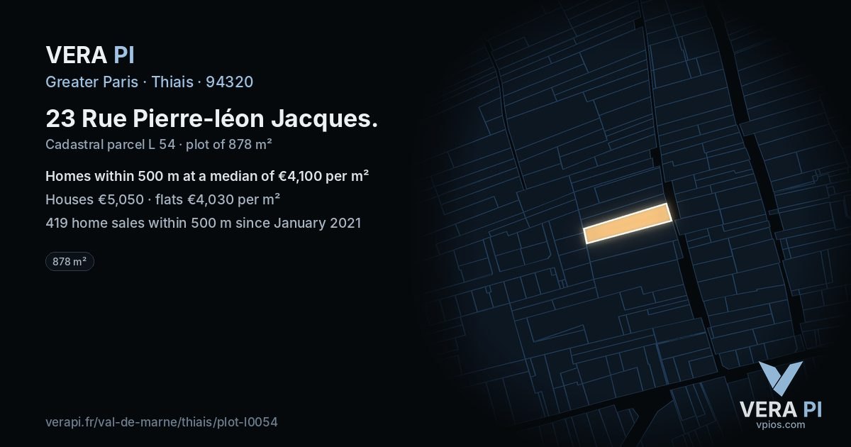 23 Rue Pierre-léon Jacques, Thiais at night – the plot lit, the parcels around coloured by the prices near them