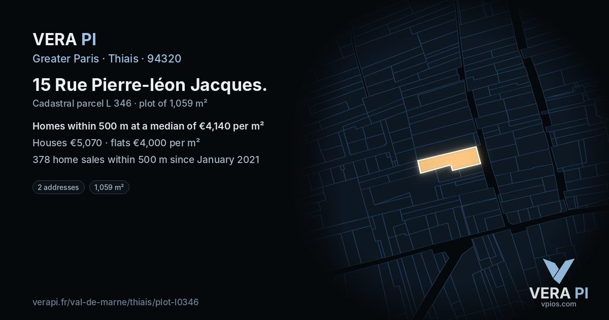 15 Rue Pierre-léon Jacques, Thiais at night – the plot lit, the parcels around coloured by the prices near them