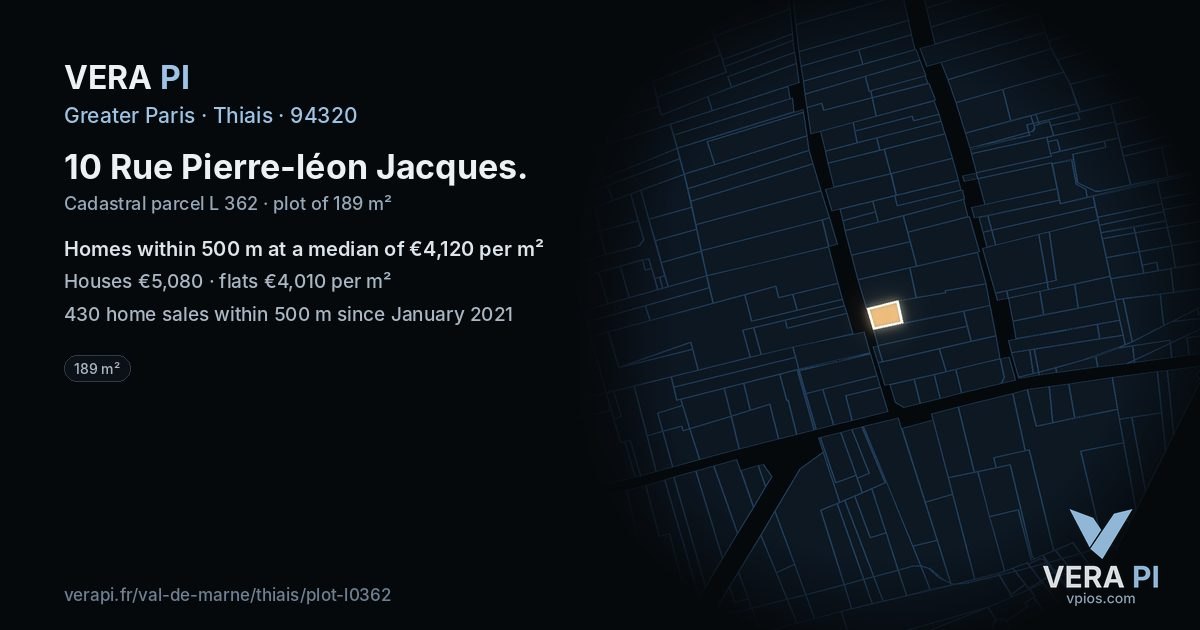 10 Rue Pierre-léon Jacques, Thiais at night – the plot lit, the parcels around coloured by the prices near them