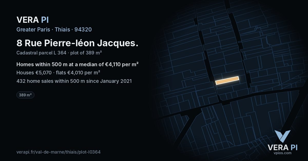 8 Rue Pierre-léon Jacques, Thiais at night – the plot lit, the parcels around coloured by the prices near them