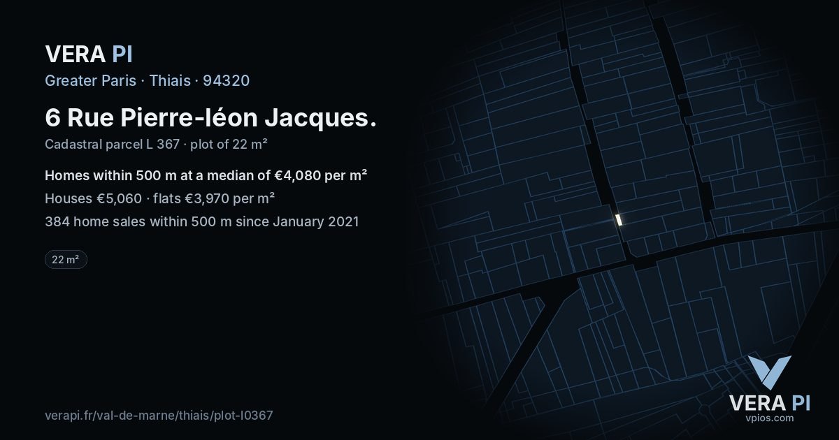 6 Rue Pierre-léon Jacques, Thiais at night – the plot lit, the parcels around coloured by the prices near them