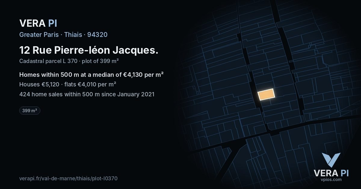 12 Rue Pierre-léon Jacques, Thiais at night – the plot lit, the parcels around coloured by the prices near them