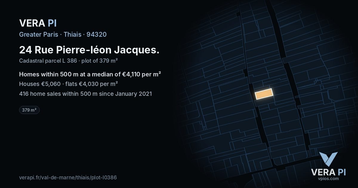 24 Rue Pierre-léon Jacques, Thiais at night – the plot lit, the parcels around coloured by the prices near them