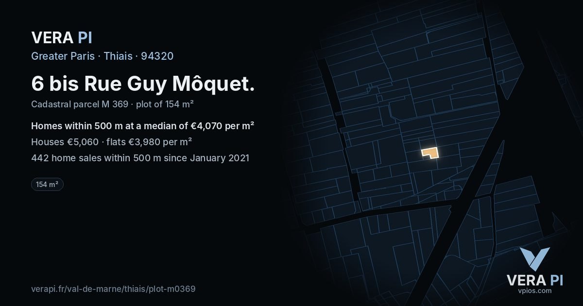 6 bis Rue Guy Môquet, Thiais at night – the plot lit, the parcels around coloured by the prices near them