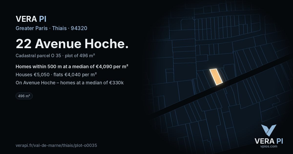 22 Avenue Hoche, Thiais at night – the plot lit, the parcels around coloured by the prices near them