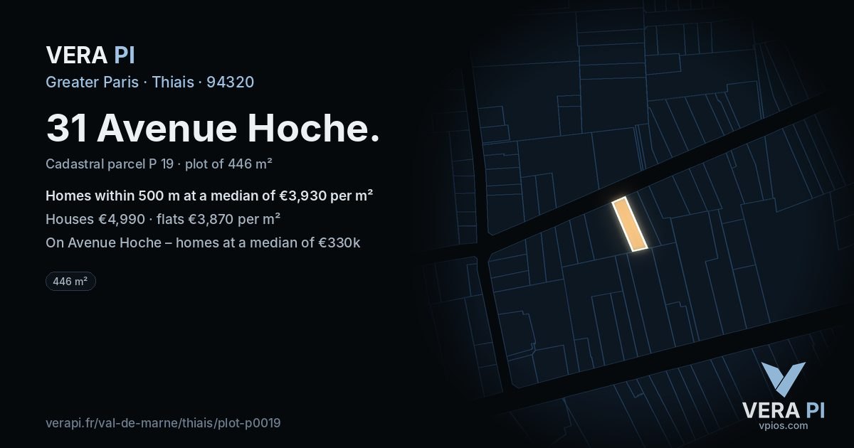 31 Avenue Hoche, Thiais at night – the plot lit, the parcels around coloured by the prices near them